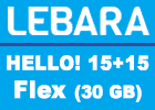 Lebara Hello! 15+15 Flex (Allnet Flat mit 30 GB) - monatlich kündbar