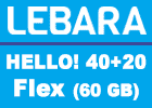 Lebara Hello! 40+20 Flex (Allnet Flat mit 60 GB) - monatlich kündbar