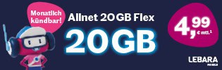 Lebara Allnet 20 GB Flex Vertrag - Aktion