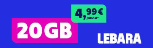 Lebara Allnet 20 GB Handyvertrag - Aktion